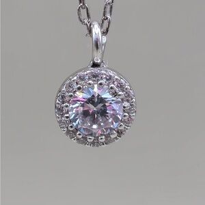 Elegant 925 Sterling Silver with Zircon Pendant Necklace